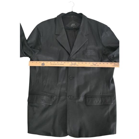 Jones New York Black Leather Jacket Blazer Suit Jacket Size 50R - Picture 8 of 10